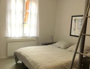 a bedroom with a bed and a window at Studio sur cour au coeur de Colmar in Colmar