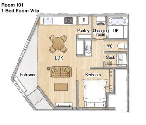 a floor plan of a tiny house with a room at Villa Monica EAST in Nagoya