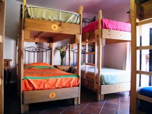 a bedroom with two bunk beds in a room at Hotel Hermoso Guanajuato in Guanajuato