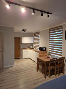 Η κουζίνα ή μικρή κουζίνα στο Vaļņu apartamenti