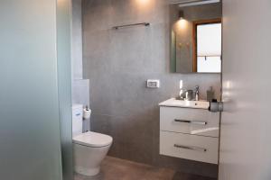 a bathroom with a toilet and a sink at Villa Meltemi in Marathias