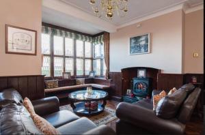A seating area at Ty Mynydd Lodge