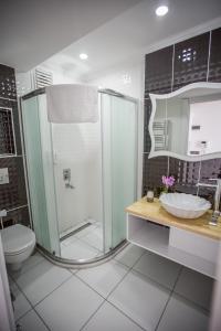 トラブゾンにあるAir Suite Hotelのバスルーム(シャワー、トイレ、シンク付)