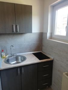 a kitchen with a sink and a window at Apartmani Ana S in Vrnjačka Banja +20 photos