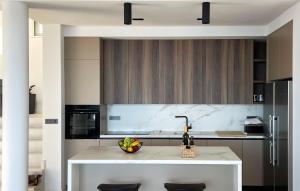 a kitchen with a counter with a bowl of fruit on it at Amazing Home In Podgora in Podgora