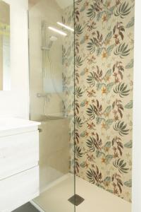 een douche met een glazen deur in een badkamer bij Casa Nina in Somo