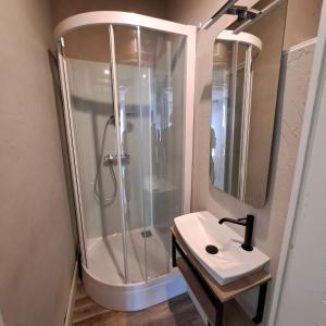 a bathroom with a shower and a sink at StGoFeelGood in Saint-Gaudens