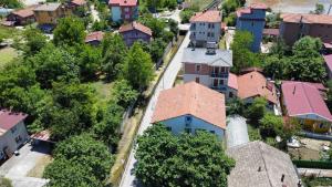 an aerial view of a small town with houses at Gökçe Apart & Pansiyon Amasra in Amasra +12 photos