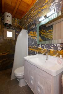 a bathroom with a sink and a toilet at Green Bay Studio 1 in Sifnos +5 photos
