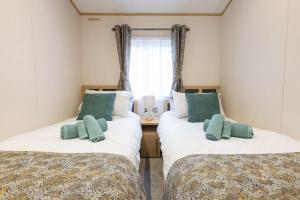 two twin beds in a room with a window at Chantry Lodge in Christchurch +37 photos