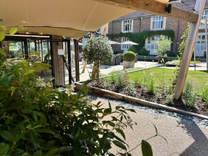 a garden under a pavilion with plants at Pontlands Park Hotel in Chelmsford