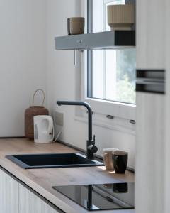 a kitchen counter with a sink and a window at Armonia Suites - Terra e Acqua in Verona +20 photos