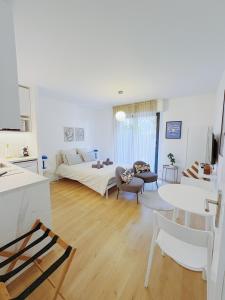 a large room with a bed and a living room at Le signature - Magnifique Studio tout confort au coeur de Strasbourg in Strasbourg