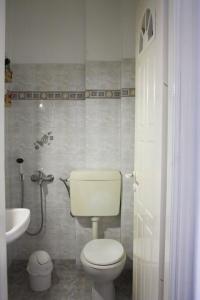 a bathroom with a toilet and a sink at Villa Skamnia in Kinídharos +22 photos