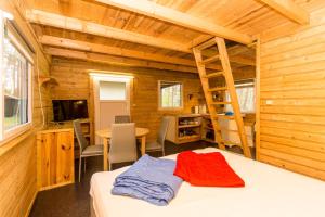 Urlaub im Bungalow mitten im Wald的电视和/或娱乐中心