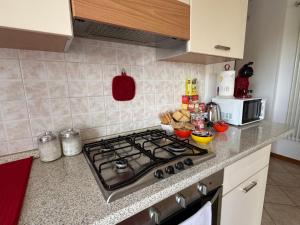 a kitchen with a stove top and a microwave at Casa del Sole in Dolegnano