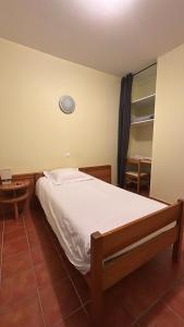 a bedroom with a bed and a mirror at Gîte U Saltu in Solaro