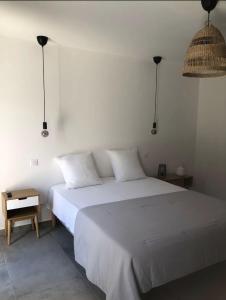 a bedroom with a large white bed with two pillows at La Casa Fabrielo in Graveson