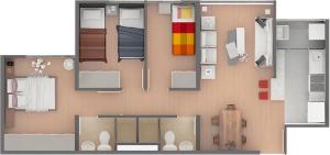 una pianta di un piccolo appartamento con: di de paso alojamientos a San Rafael