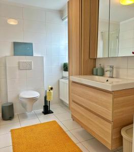 un baño con lavabo e inodoro en das Haunsperg, en Salzburgo 57 fotos más