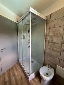 a bathroom with a shower and a toilet at Guest House Al Capitello in La Gualda +14 photos