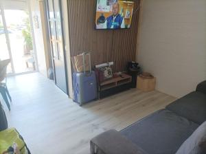 Μια τηλεόραση ή/και κέντρο ψυχαγωγίας στο Appart avec cour Gruissan Grazel