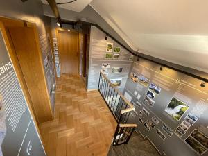 a staircase in a building with a stair case at Town hostel in Peje