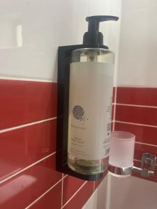 a bottle of soap in a soap dispenser in a bathroom at Colibrì in Maierà +47 photos