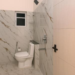 ナーグプルにあるHotel Aasi innのトイレと窓のあるバスルーム