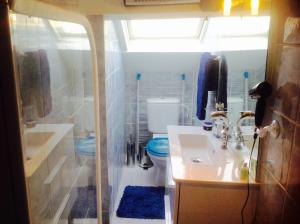 ein kleines Badezimmer mit Toilette und Waschbecken in der Unterkunft Studio atypique central mais calme, quartier VIP, plage 50m in Nizza