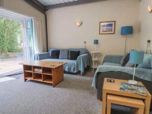 ein Wohnzimmer mit Sofa und Tisch in der Unterkunft Brookfield Lodge in Burstock