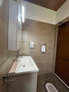 a bathroom with a white sink and a toilet at Stone Gale Estate Villa in Galaha Town