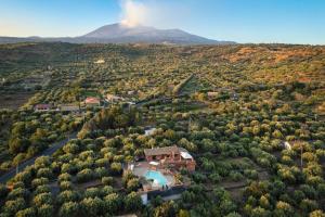 an aerial view of a house with a mountain in the background at Terre Villa Katia in Santa Maria di Licodia