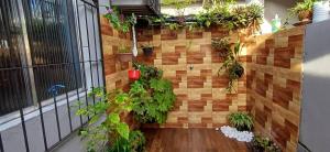 a room with a wall with plants on it at Casa na Cidade Nova in Ananindeua