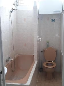 a bathroom with a tub and a toilet and a sink at Appartement F3 Caracosy tout confort in Les Abymes