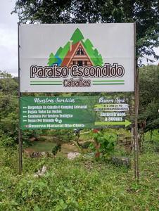 Certifikát, hodnocení, plakát nebo jiný dokument vystavený v ubytování Paraíso Escondido Cabañas, Reserva Rio Claro, San Luis-Doradal