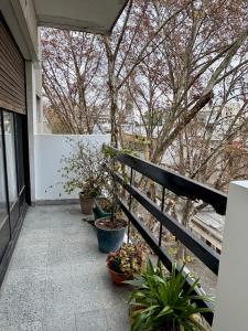 a balcony with potted plants on a house at Departamento de 3 ambientes in La Porteña