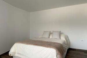 a white bedroom with a bed with two pillows at Acogedor Apartamento Con Vista Panoramica in Sogamoso