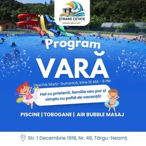 a flyer for a water park at Central Stay in Tîrgu Neamţ
