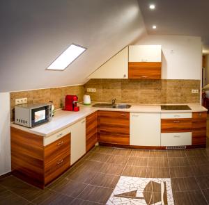 Virtuve vai virtuves zona naktsmītnē Boathouse Balatonlelle with Sauna & Salty Bath Tub