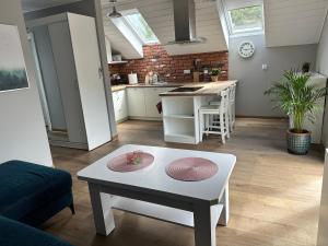 Kuchyň nebo kuchyňský kout v ubytování Apartament Buldog