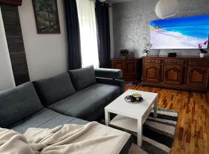 a living room with a couch and a table at House Burić in Senj