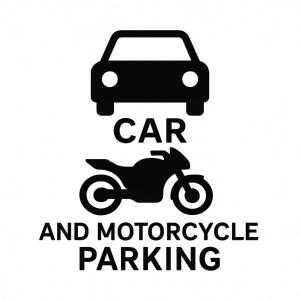 a sign for a car and motorcycle parking at Homestay Room near Kuta & Legian Beach Bali in Pesanggaran