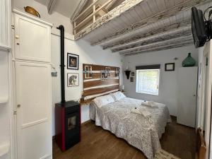 ein Schlafzimmer mit einem Bett in einem Zimmer in der Unterkunft La Casuca del Calero in Oreña