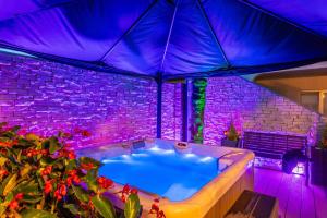 a hot tub in a room with purple lights at Apartments Bracic Spa in Sukošan +94 photos