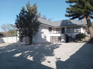 a white house with a tree in the driveway at 53 Tindale Road Self-Catering Accommodation in East London