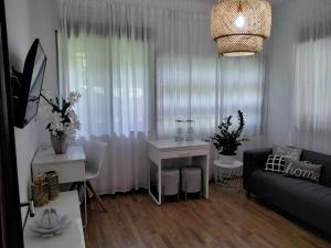 a living room with a couch and a table at Buddies Charm House in Aveiro