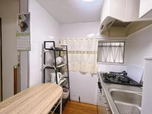 東京にある池袋アンプリルHouse1F 2bedrooms suite Cozy for 1-4 guestsの小さなキッチン(コンロ、シンク付)
