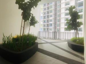 a courtyard with two trees and a large building at Luxe Homes at i-City - WiFi TV Box & 1 Carpark in Shah Alam +9 photos