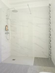 a shower with a glass door in a bathroom at Messina Apartments in Messina